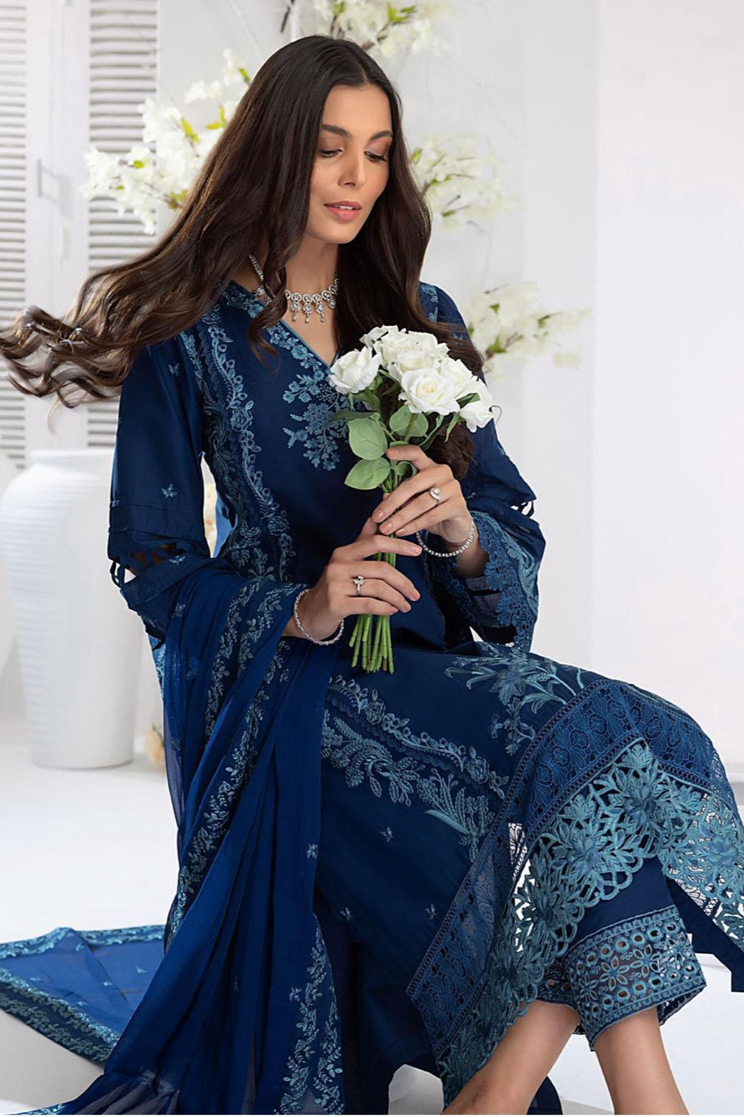 BRAND NAME:AZURE LAWN Fabric Front Full Heavy Emb Eid Collection by style libas