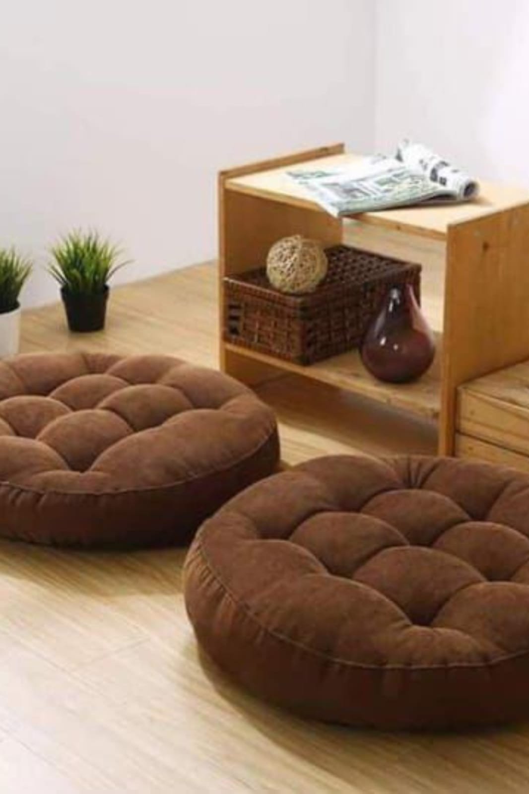 2 Piece - Velvet Round Shape Floor Cushion