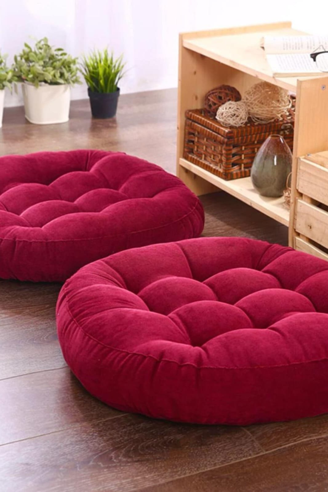 2 Piece - Velvet Round Shape Floor Cushion