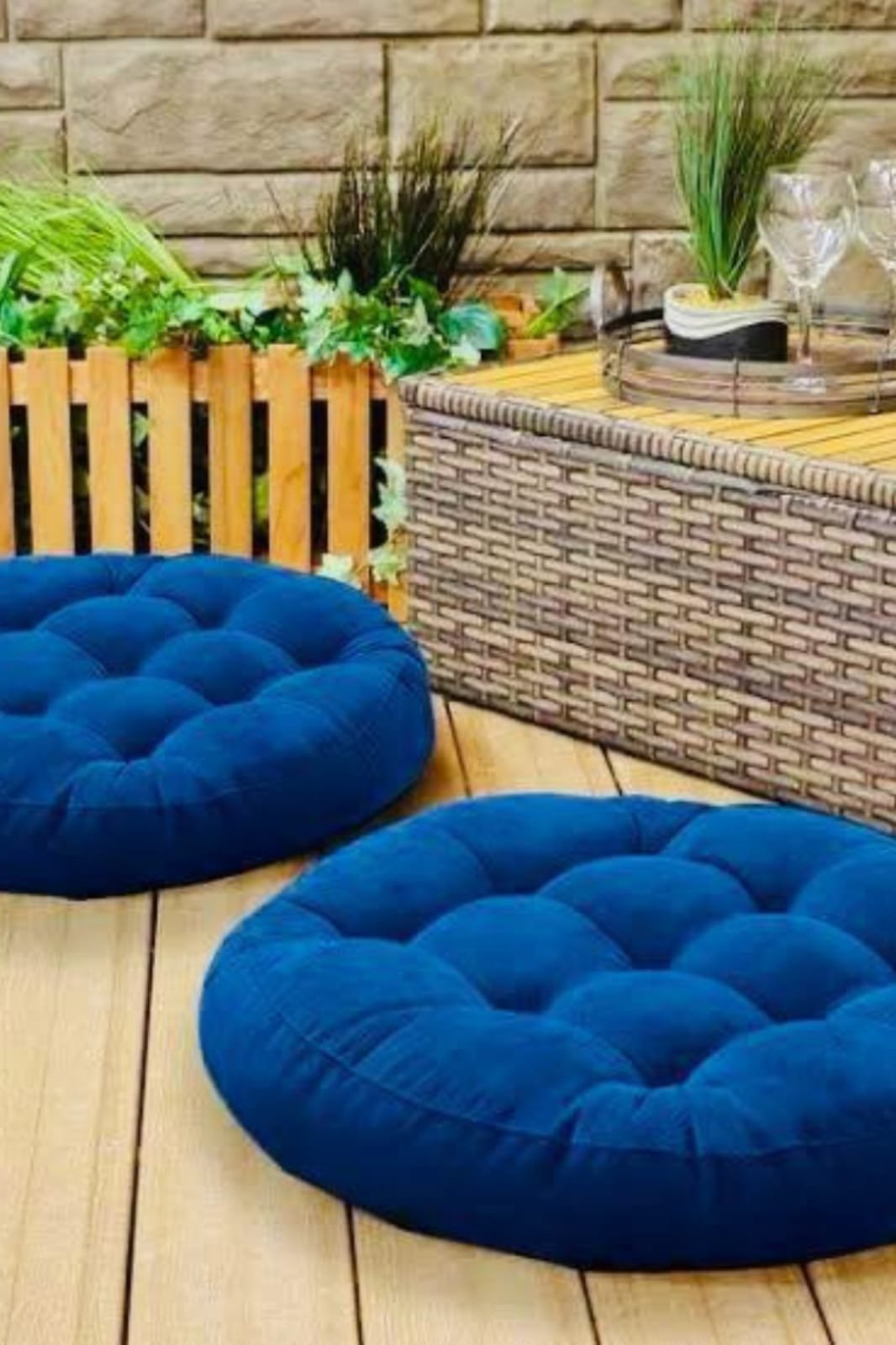 2 Piece - Velvet Round Shape Floor Cushion