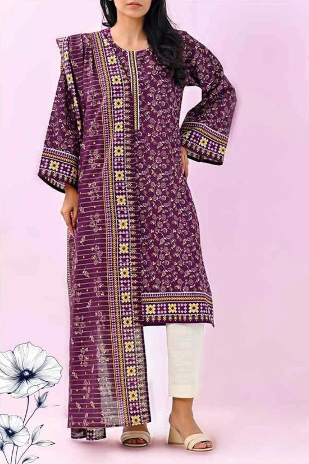 Brand : MEHAK_ Premium Qaulity Khaddar-3 Piece Printed.