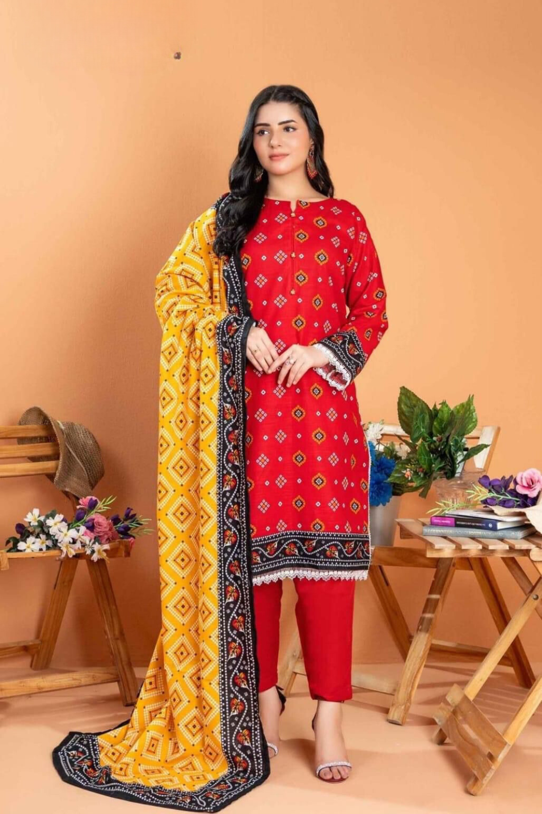 ZESH Unstitch Collection - 3Pieces Khaddar Stuff 