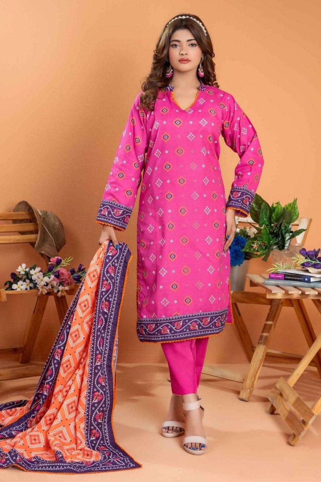 ZESH Unstitch Collection - 3Pieces Khaddar Stuff 