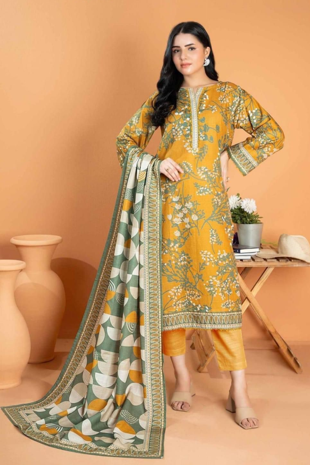 ZESH Unstitch Collection - 3Pieces Khaddar Stuff 