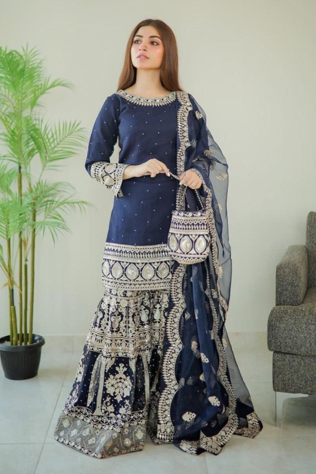 Brand: HASEENS ANCHAL FABRIC Embroidered Sequins Chiffon collection