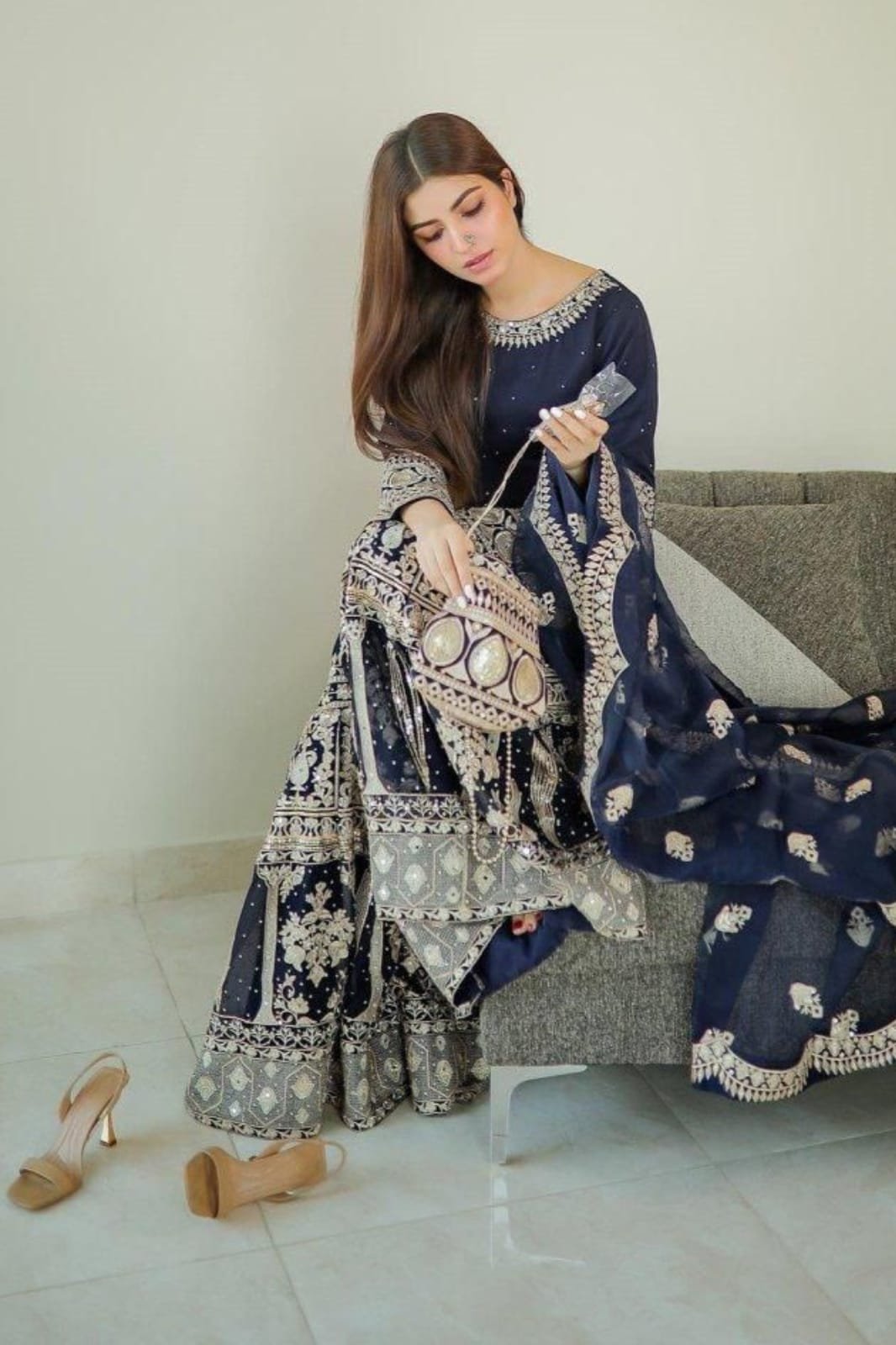 Brand: HASEENS ANCHAL FABRIC Embroidered Sequins Chiffon collection