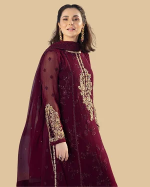 3-Piece Azure Luxury Chiffon Suit