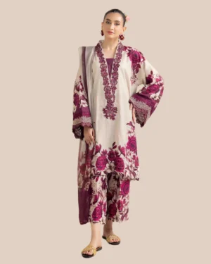 3Piece Lawn Adan Libas Printed Suit