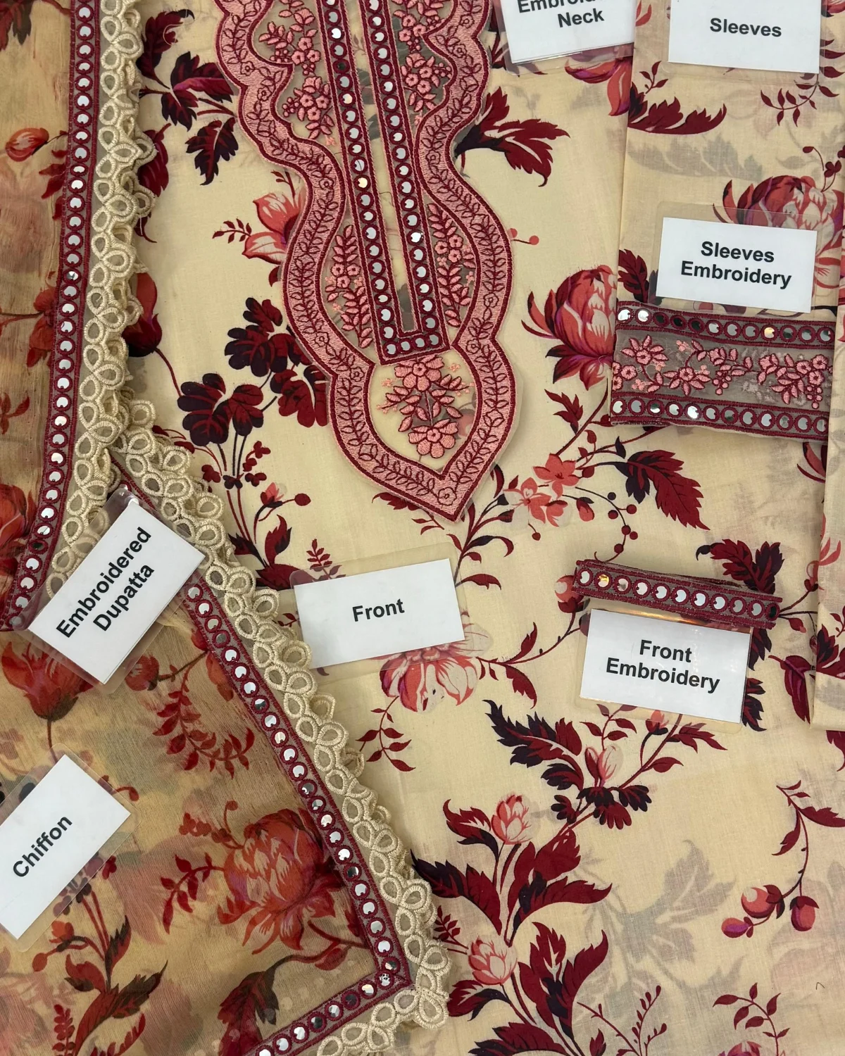 3Piece Lawn Aneela’s Embroidered Suit