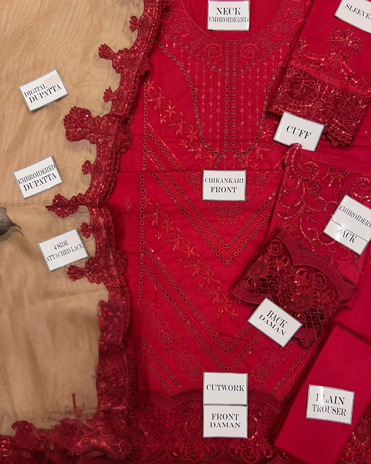 Brand Name : Zarqash Design Code : 171 Fabric Details : Embroidered Chikankari