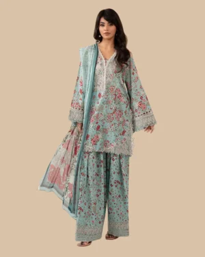 Brand Name : MARIA.B Design Code : EF26-19 Fabric Details : Lawn & Chiffon