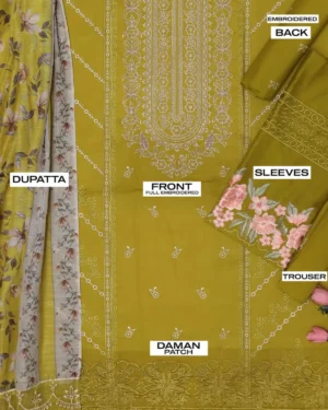 Lawn-Unstitched 03Pc Embroidered Suit